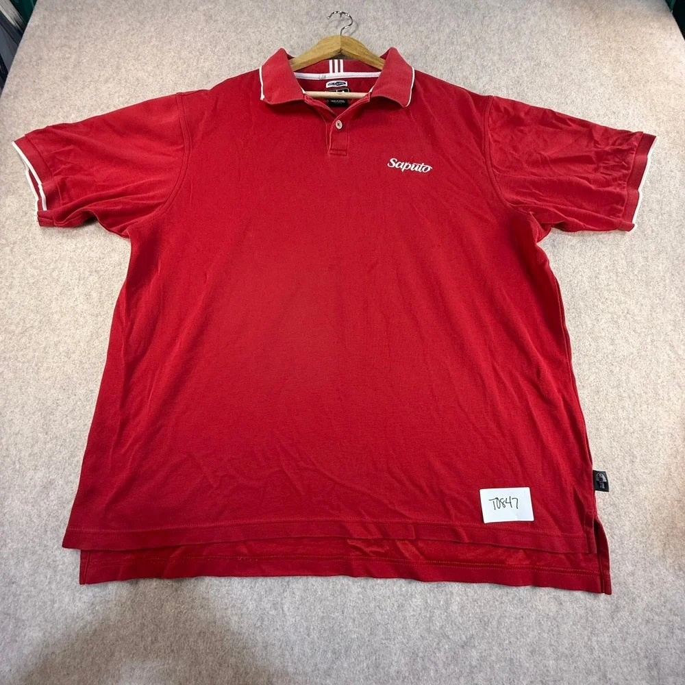 Adidas Climalite Mens XL Red Polo Shirt Saputo Logo Short Sleeve Golf Casual‎